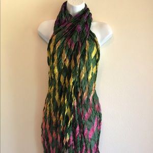 New Dark Green Striped Beach Scarf Wrap Pareo